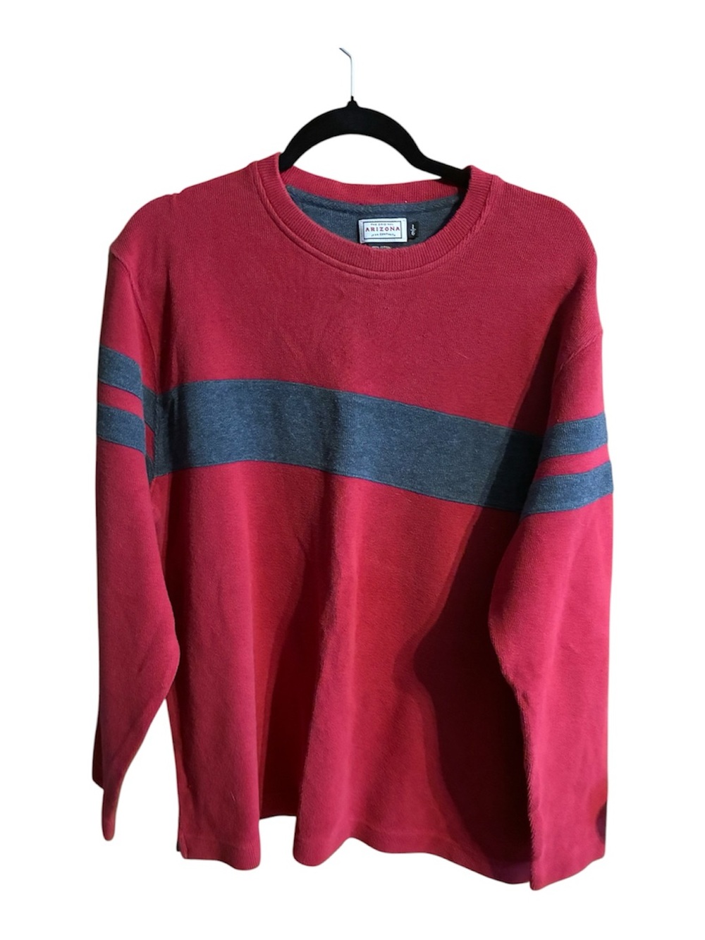 Arizona Jean Company Red Crewneck Sweater with Gray Stripe